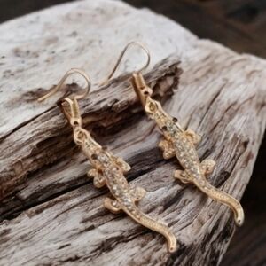 ANTHROPOLOGIE RHINESTONE ALLIGATOR EARRINGS